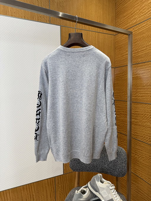 クロムハーツ スクロール柄刺繍クルーネックウールニットセーター