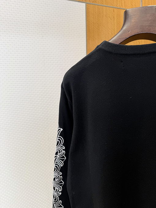 クロムハーツ スクロール柄刺繍クルーネックウールニットセーター