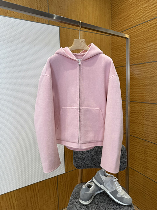 アクネストゥディオズ Acne Studios ピンクのラペルウールブレンドフード付きジャケット