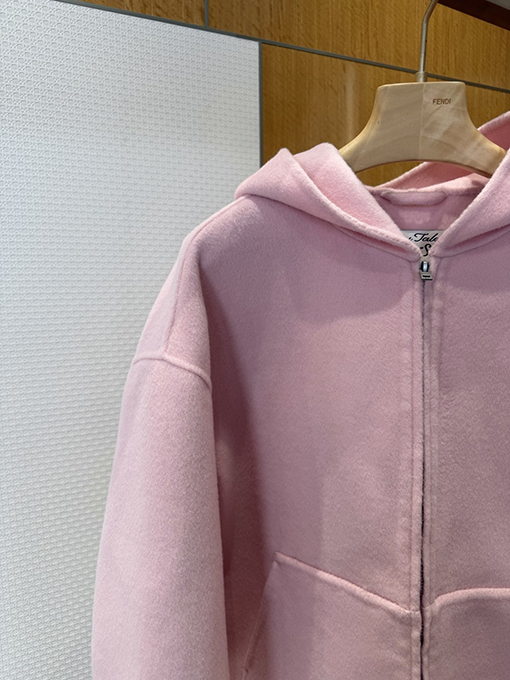 アクネストゥディオズ Acne Studios ピンクのラペルウールブレンドフード付きジャケット