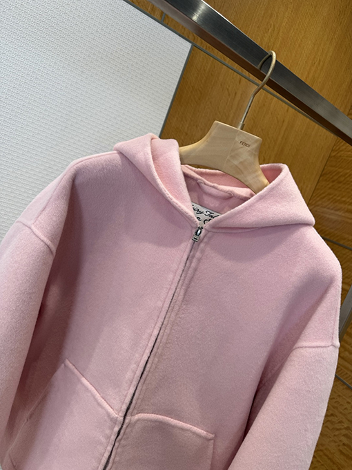 アクネストゥディオズ Acne Studios ピンクのラペルウールブレンドフード付きジャケット