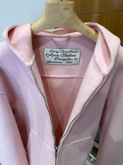 アクネストゥディオズ Acne Studios ピンクのラペルウールブレンドフード付きジャケット