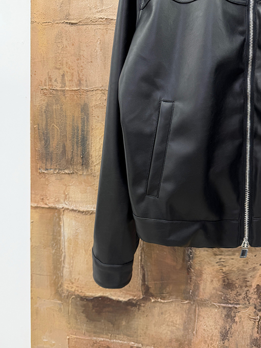 ディオール ダイヤモンド柄レザーラペルジップアップジャケット