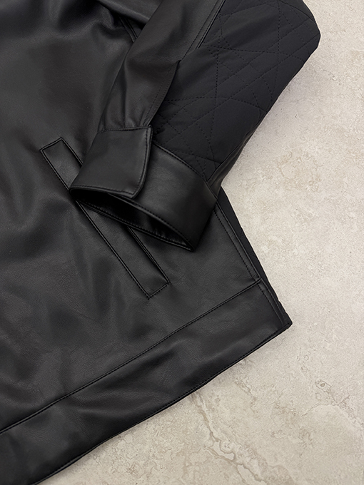 ディオール ダイヤモンド柄レザーラペルジップアップジャケット