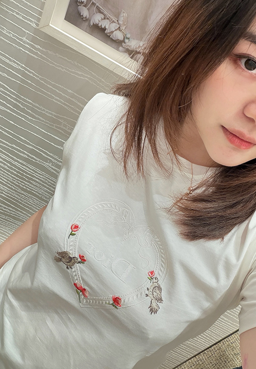 ディオール ローズ刺繍半袖Tシャツ