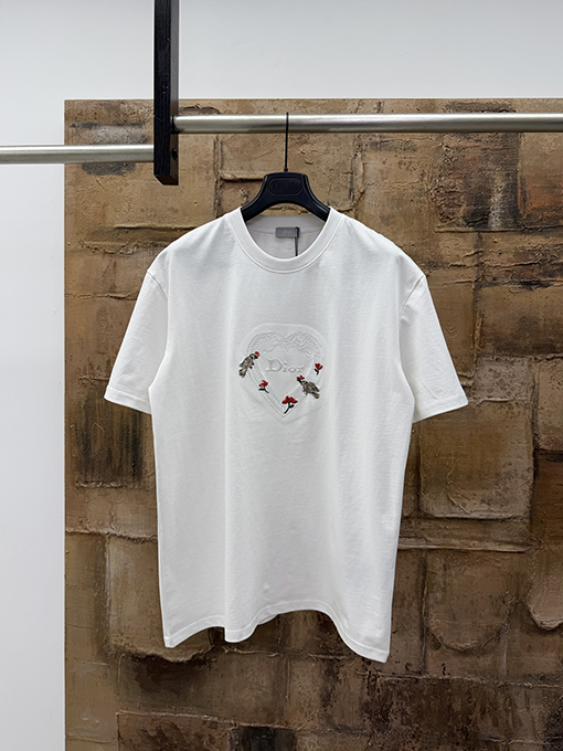 ディオール ローズ刺繍半袖Tシャツ