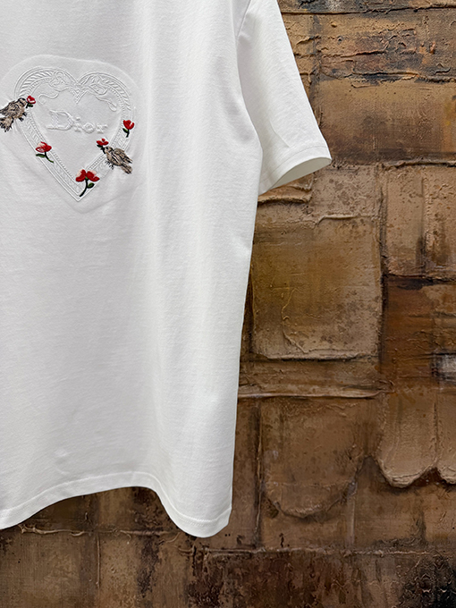 ディオール ローズ刺繍半袖Tシャツ