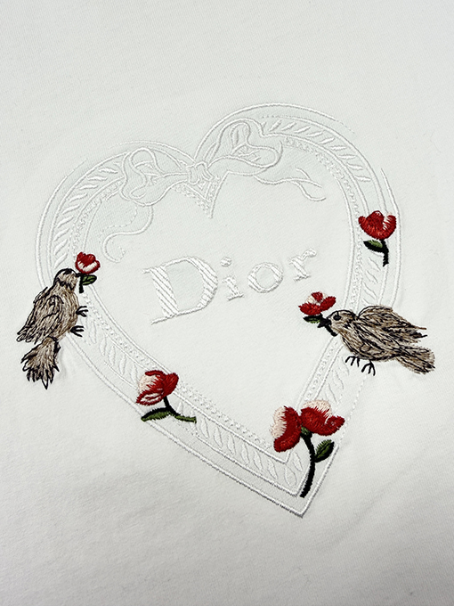 ディオール ローズ刺繍半袖Tシャツ