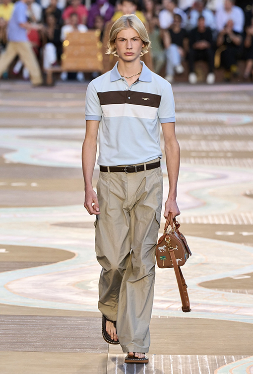 ルイヴィトンコピー LOUIS VUITTON ストライププリント半袖ポロシャツ