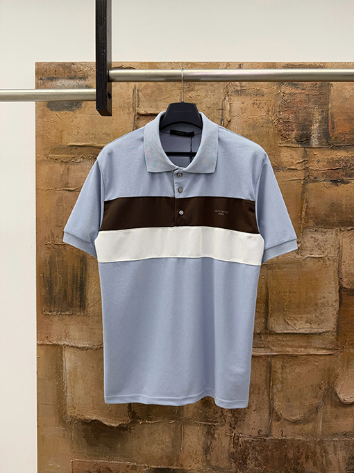 ルイヴィトンコピー LOUIS VUITTON ストライププリント半袖ポロシャツ