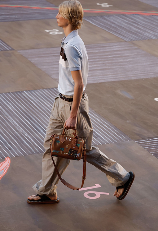 ルイヴィトンコピー LOUIS VUITTON ストライププリント半袖ポロシャツ