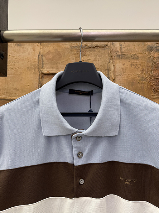 ルイヴィトンコピー LOUIS VUITTON ストライププリント半袖ポロシャツ