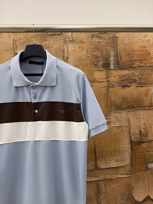 ルイヴィトンコピー LOUIS VUITTON ストライププリント半袖ポロシャツ