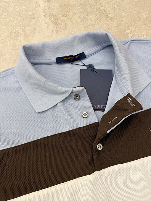 ルイヴィトンコピー LOUIS VUITTON ストライププリント半袖ポロシャツ