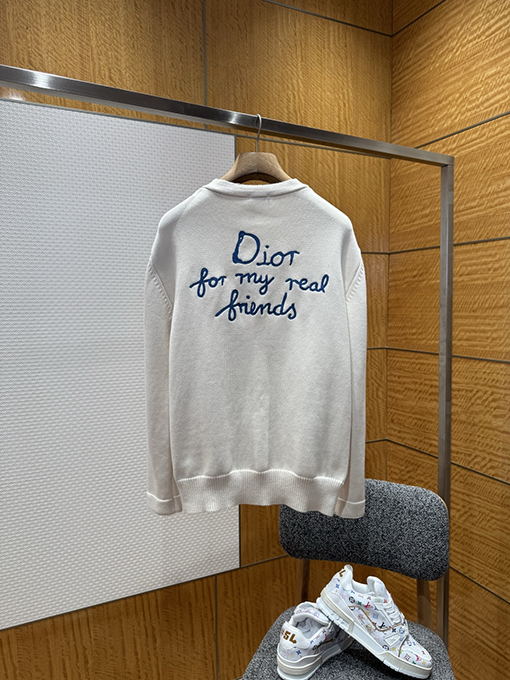 ディオール Friends 刺繍りコットン混紡ボタンダウンカーディガン