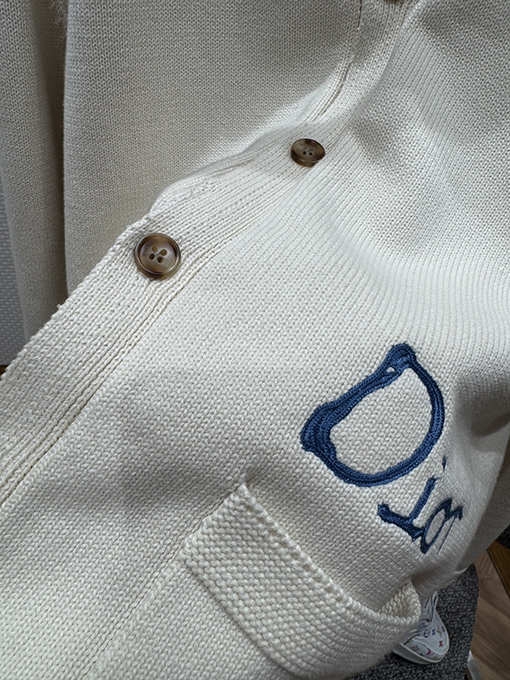 ディオール Friends 刺繍りコットン混紡ボタンダウンカーディガン