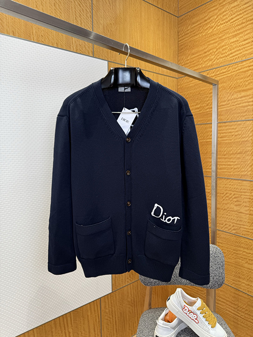 ディオール Friends 刺繍りコットン混紡ボタンダウンカーディガン