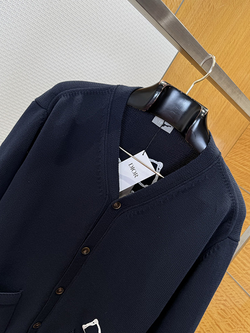 ディオール Friends 刺繍りコットン混紡ボタンダウンカーディガン