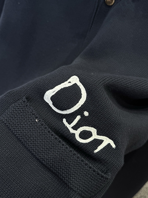 ディオール Friends 刺繍りコットン混紡ボタンダウンカーディガン