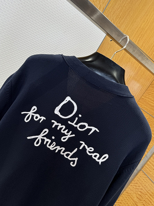 ディオール Friends 刺繍りコットン混紡ボタンダウンカーディガン