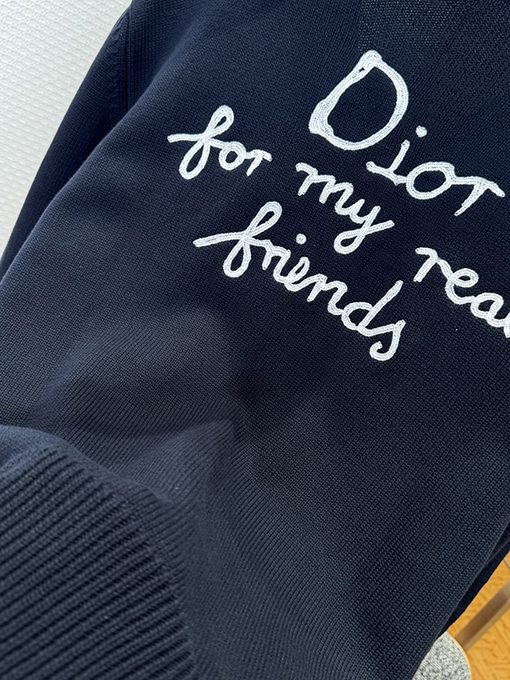 ディオール Friends 刺繍りコットン混紡ボタンダウンカーディガン