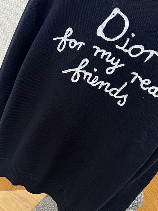 ディオール Friends 刺繍りコットン混紡ボタンダウンカーディガン