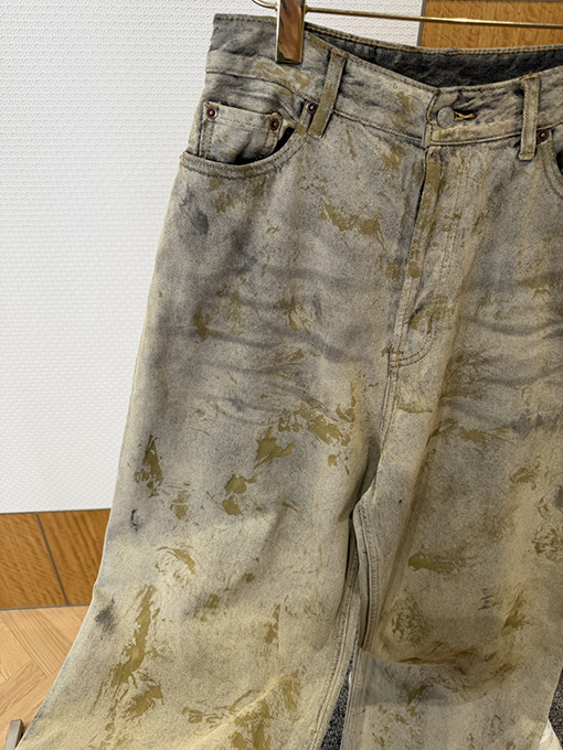 アクネストゥディオズ Acne Studios タイダイ柄のダメージワイドレッグジーンズ