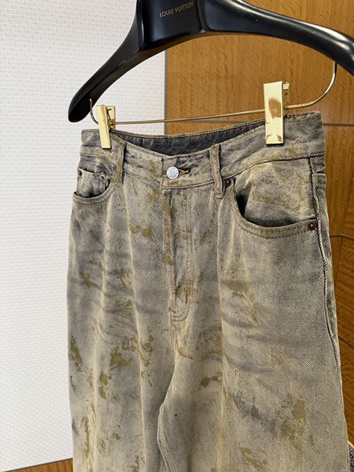 アクネストゥディオズ Acne Studios タイダイ柄のダメージワイドレッグジーンズ