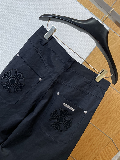 クロムハーツ スターリングシルバーのクロスステッチ刺繍りワイドレッグカーゴパンツ