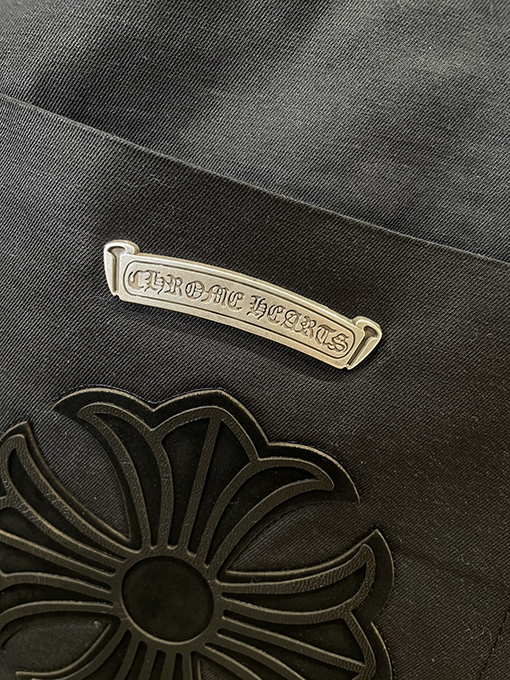 クロムハーツ スターリングシルバーのクロスステッチ刺繍りワイドレッグカーゴパンツ