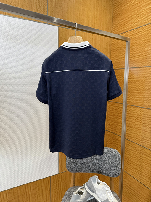 グッチコピー ダブルG柄の襟付き半袖ポロシャツ