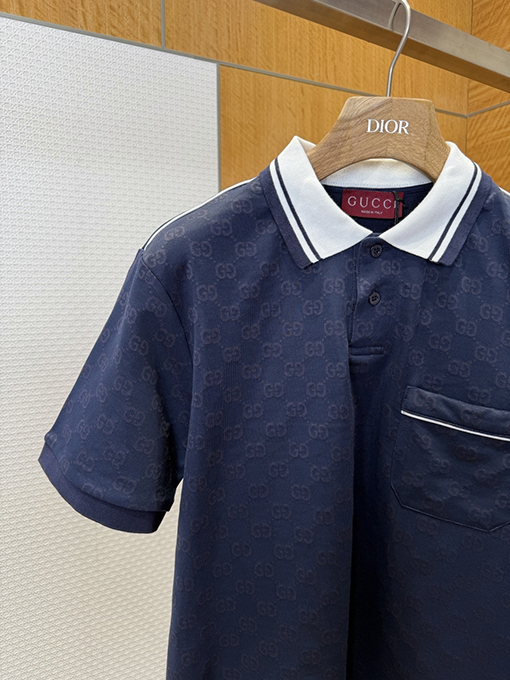 グッチコピー ダブルG柄の襟付き半袖ポロシャツ