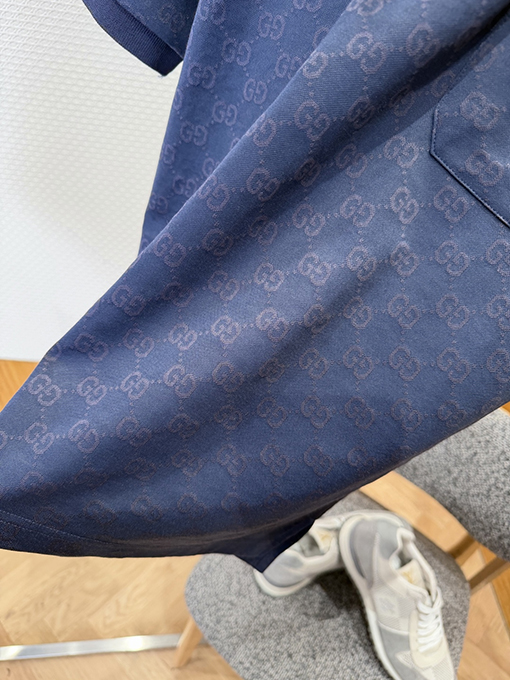 グッチコピー ダブルG柄の襟付き半袖ポロシャツ