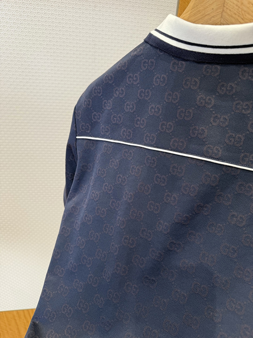 グッチコピー ダブルG柄の襟付き半袖ポロシャツ