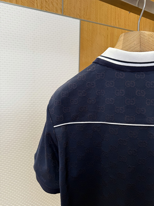 グッチコピー ダブルG柄の襟付き半袖ポロシャツ