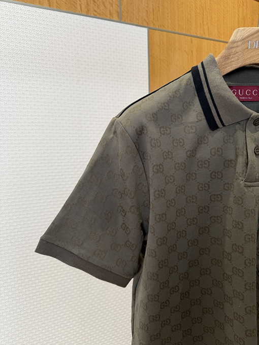 グッチコピー ダブルG柄の襟付き半袖ポロシャツ