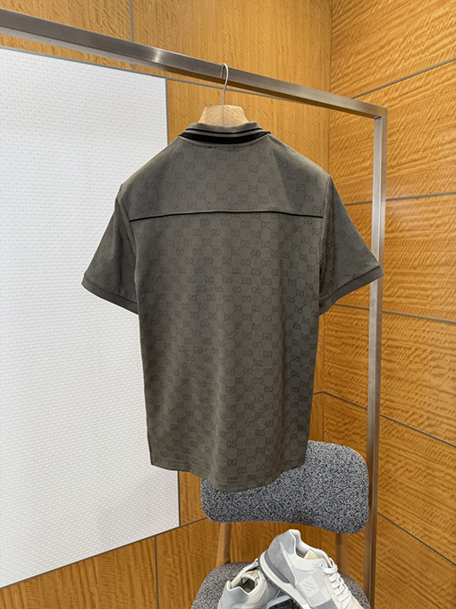 グッチコピー ダブルG柄の襟付き半袖ポロシャツ