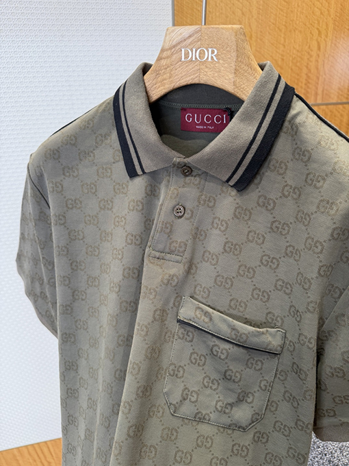 グッチコピー ダブルG柄の襟付き半袖ポロシャツ