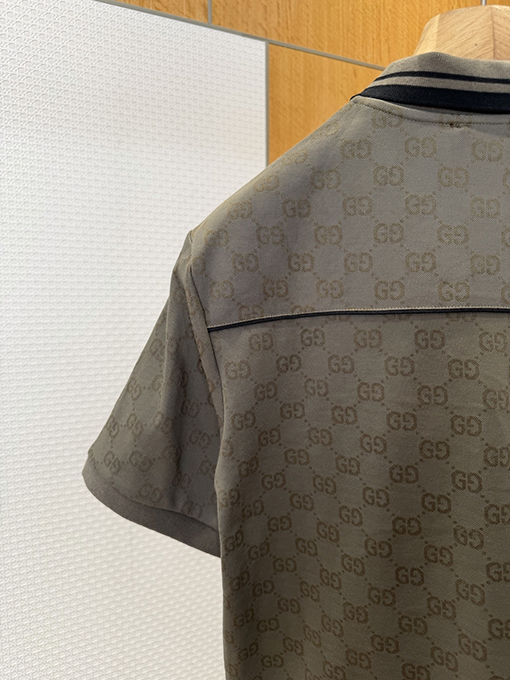 グッチコピー ダブルG柄の襟付き半袖ポロシャツ