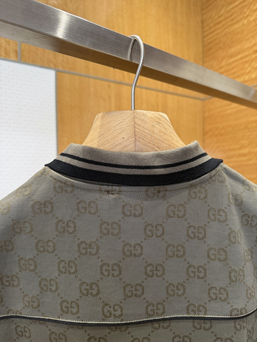 グッチコピー ダブルG柄の襟付き半袖ポロシャツ