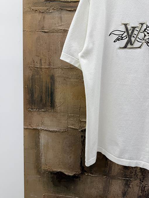 ルイヴィトン レター刺繍ニット半袖Tシャツ