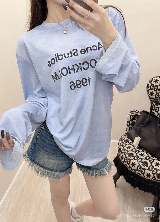 アクネストゥディオズコピー Acne Studios 1996 クラシック ディストレスト 記念長袖シャツ