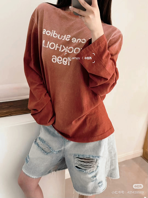 アクネストゥディオズコピー Acne Studios 1996 クラシック ディストレスト 記念長袖シャツ