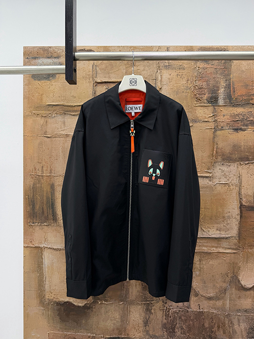 ロエベスーパーコピー レザーパッチポケットジャケット