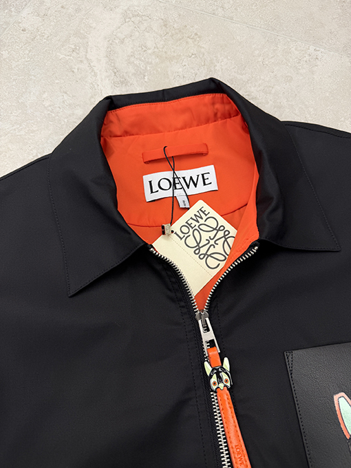 ロエベスーパーコピー レザーパッチポケットジャケット