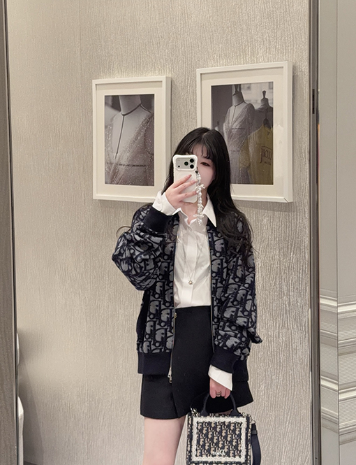 ディオール モノグラムのジップアップニットカーディガン