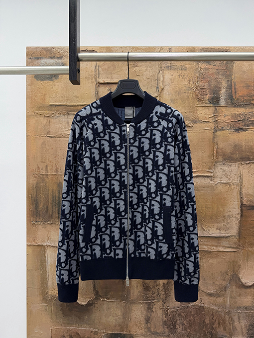 ディオール モノグラムのジップアップニットカーディガン