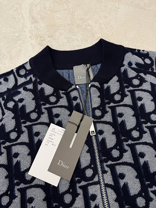 ディオール モノグラムのジップアップニットカーディガン