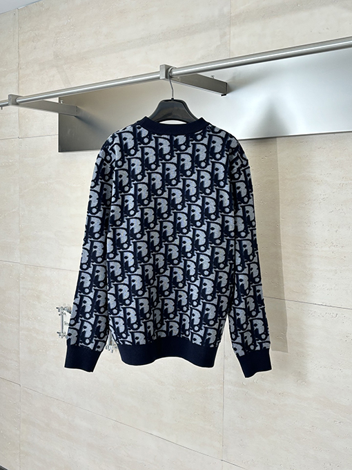 ディオール Oulibe 全面ジャカードウール混ニットクルーネックセーター