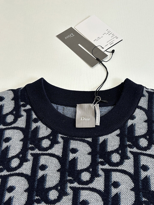 ディオール Oulibe 全面ジャカードウール混ニットクルーネックセーター